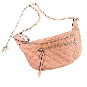Express Pink Leather Fanny Purse with Hanging chain belt